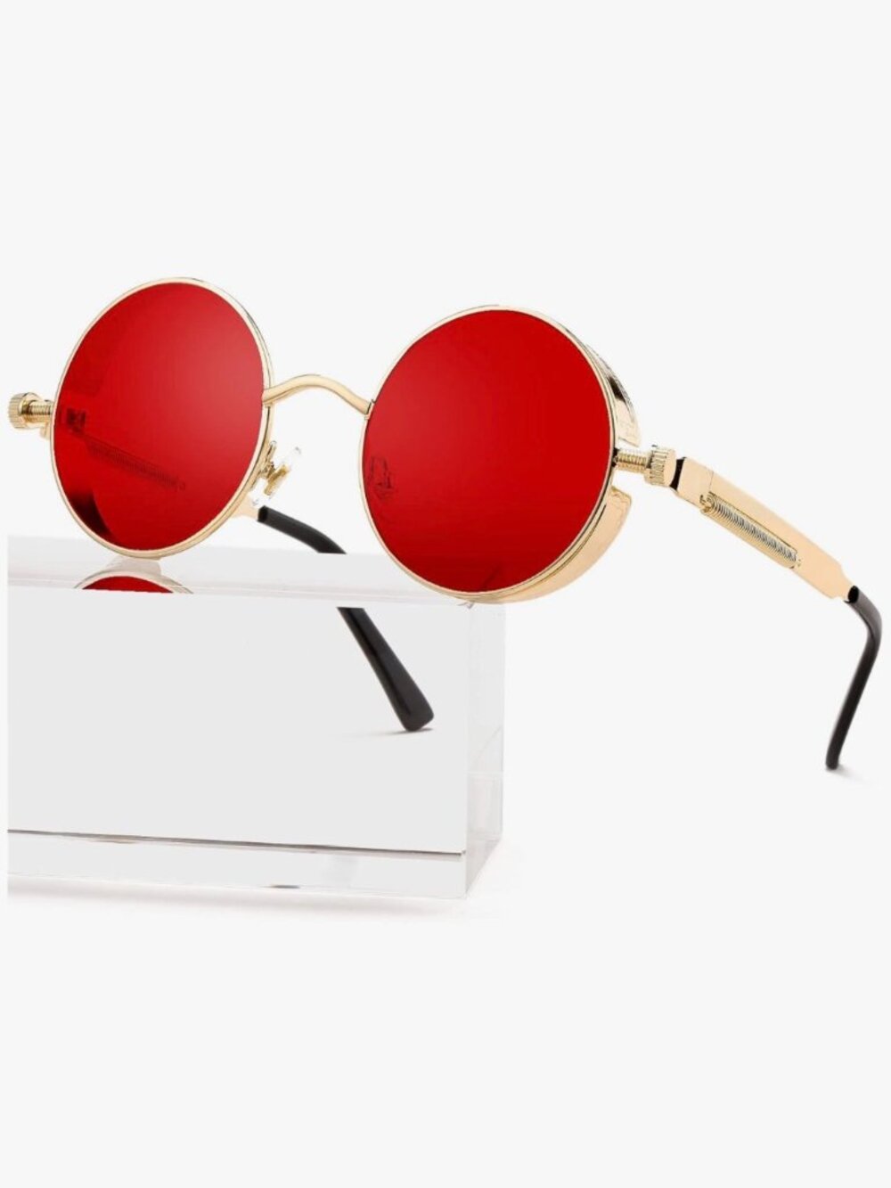 Retro Red Round Sunglasses 🔥 | Gafas Steampunk Rojas 😎
